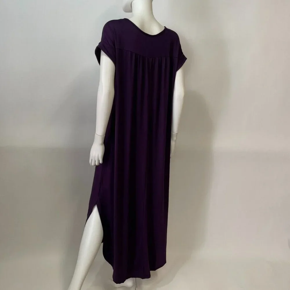 Entro Purple Short Sleeve Pocket Maxi Dress - Picture 4 of 5